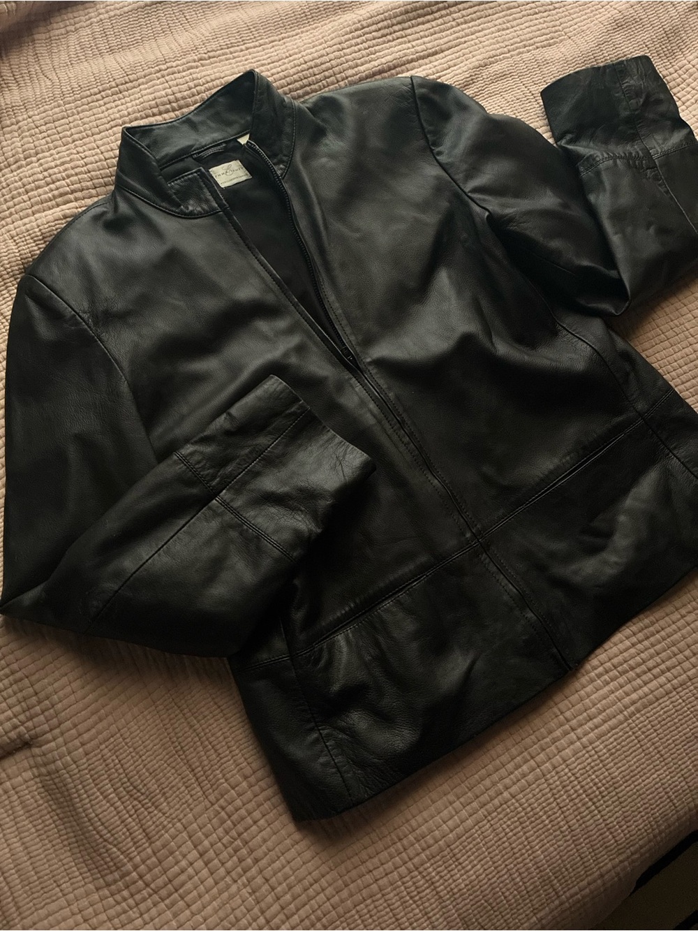 Emma James Black Leather Zip-Front Jacket